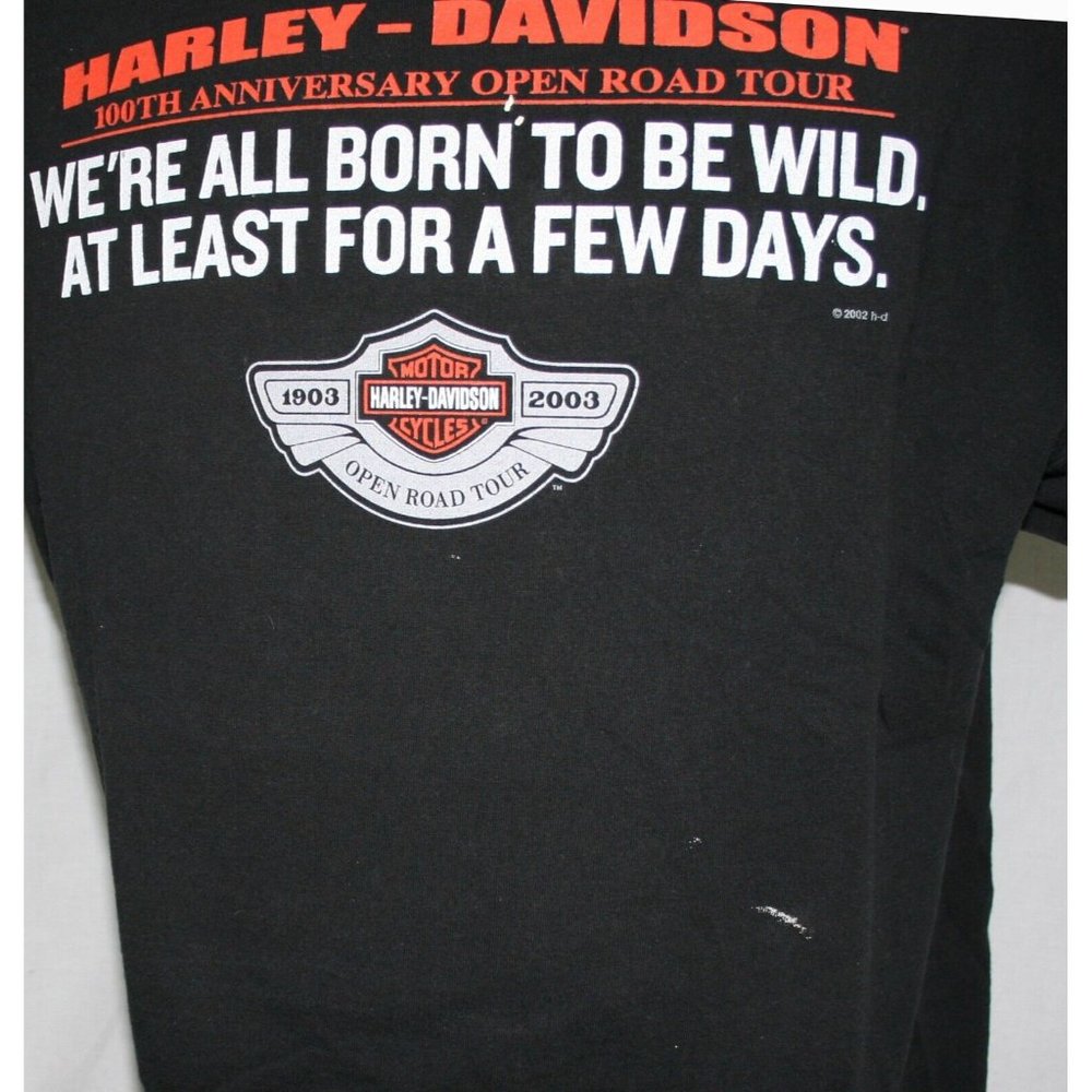 Harley-Davidson Men's Tee 100th Anniversary Open Road Tour Born to Be Wild SZ XL - Picture 3 of 9